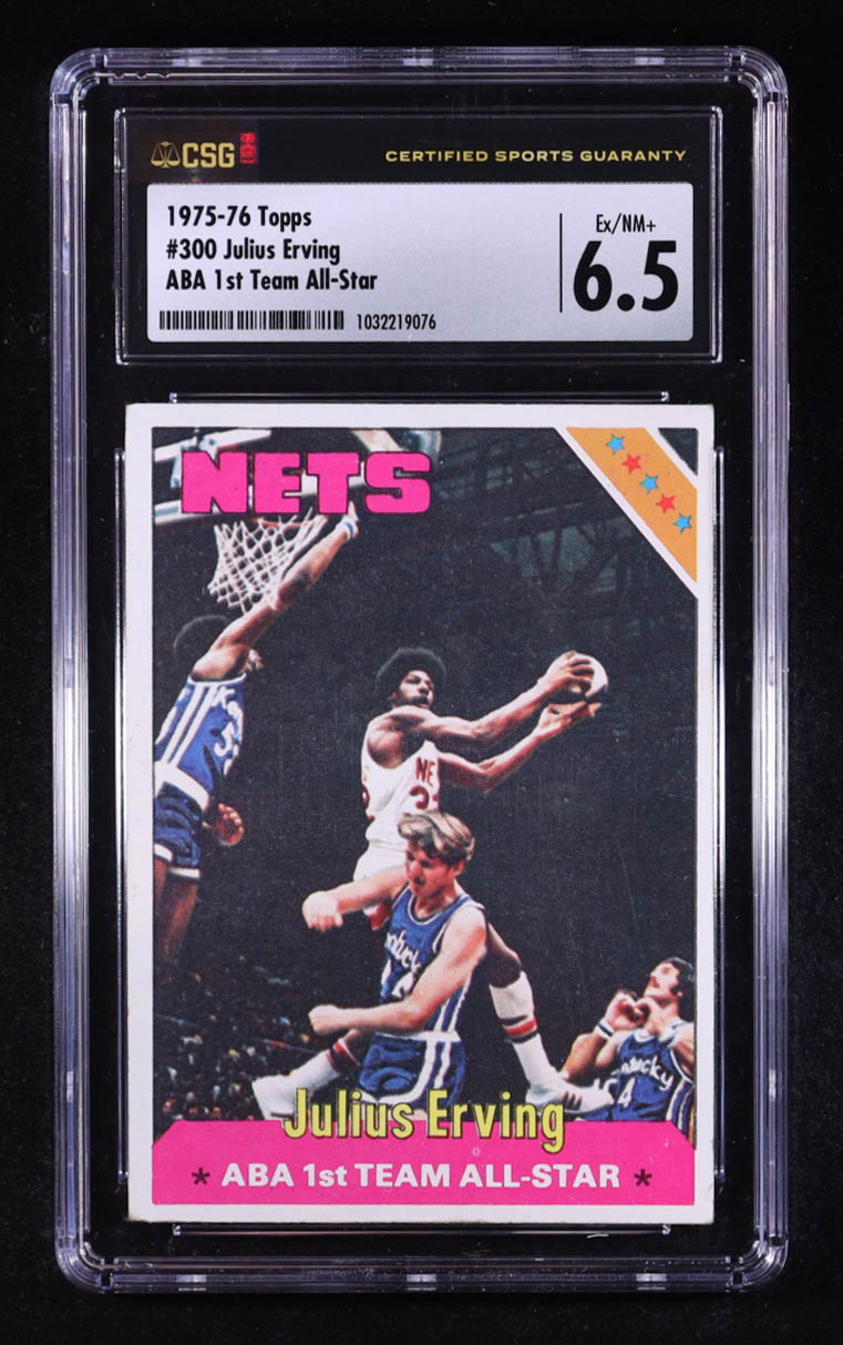 Julius Erving 1975-76 Topps AS1 #300 (CSG 6.5) at PristineAuction.com Julius Erving 1975-76 Topps AS1 #300 (CSG 6.5) at PristineAuction.com