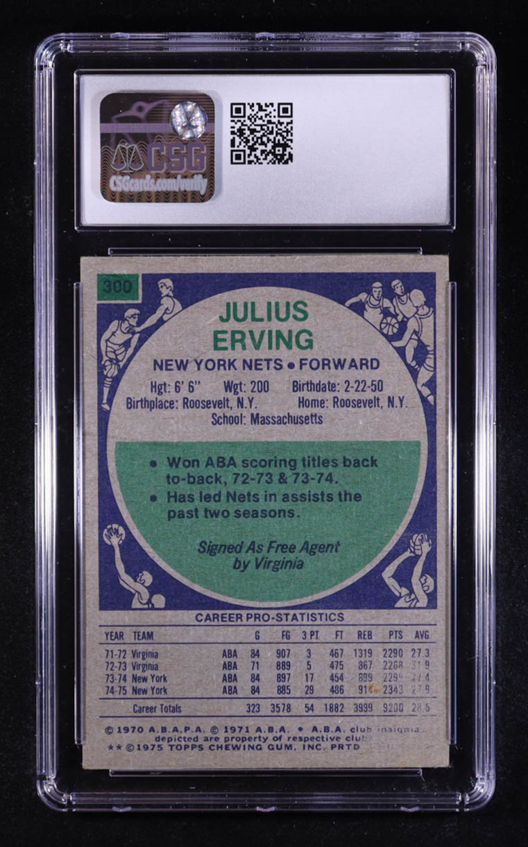 Julius Erving 1975-76 Topps AS1 #300 (CSG 6.5) at PristineAuction.com Julius Erving 1975-76 Topps AS1 #300 (CSG 6.5) at PristineAuction.com