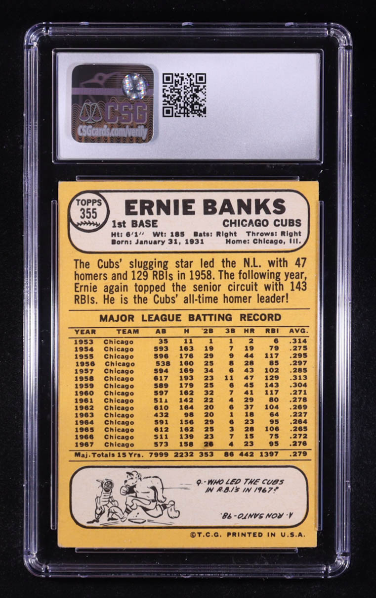 Ernie Banks 1968 Topps #355 (CSG 5) at PristineAuction.com Ernie Banks 1968 Topps #355 (CSG 5) at PristineAuction.com