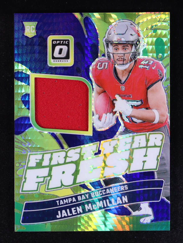 Jalen McMillan 2024 Donruss Optic First Year Fresh Jerseys Blue Hyper #14 RC at PristineAuction.com Jalen McMillan 2024 Donruss Optic First Year Fresh Jerseys Blue Hyper #14 RC at PristineAuction.com