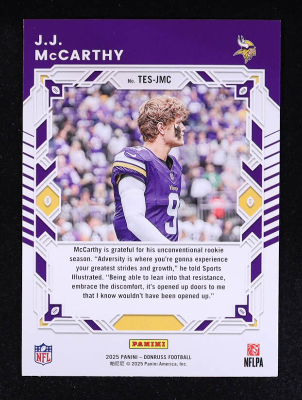 JJ McCarthy 2025 Donruss The Elite Series #8 at PristineAuction.com JJ McCarthy 2025 Donruss The Elite Series #8 at PristineAuction.com