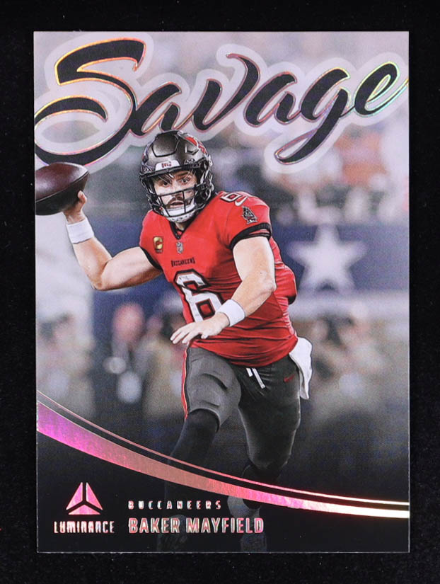 Baker Mayfield 2025 Panini Luminance Savage #10 at PristineAuction.com Baker Mayfield 2025 Panini Luminance Savage #10 at PristineAuction.com