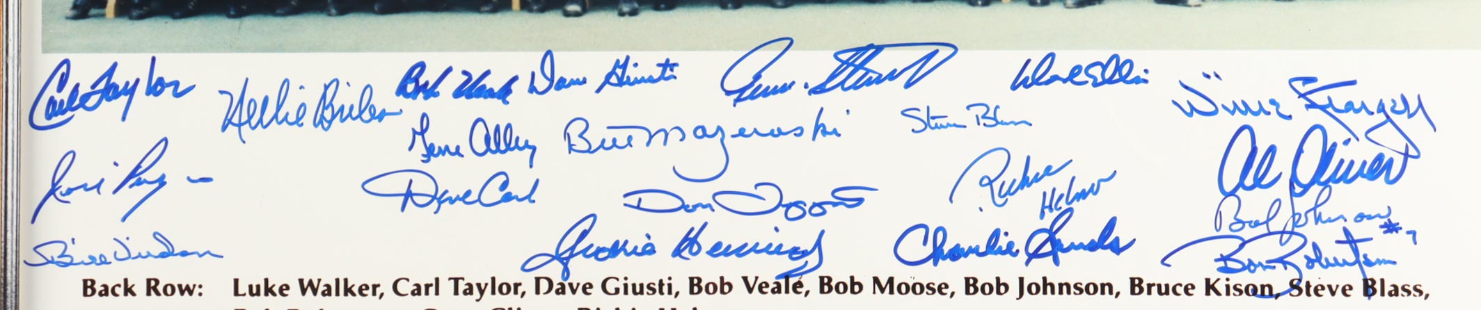 1971 Pirates World Series Champions Custom Framed Photo Display Team-Signed by (20) with Willie Stargell, Bill Mazeroski, Bill Virdon, Nelson Briles (JSA) at PristineAuction.com 1971 Pirates World Series Champions Custom Framed Photo Display Team-Signed by (20) with Willie Stargell, Bill Mazeroski, Bill Virdon, Nelson Briles (JSA) at PristineAuction.com