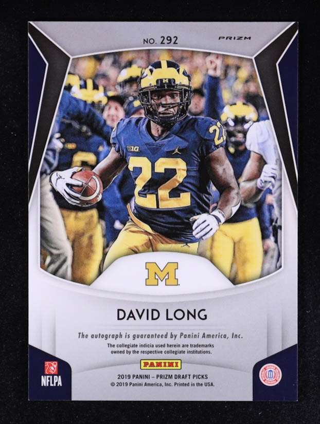 David Long 2019 Panini Prizm Draft Picks Autograph Prizms #292 RC at PristineAuction.com David Long 2019 Panini Prizm Draft Picks Autograph Prizms #292 RC at PristineAuction.com
