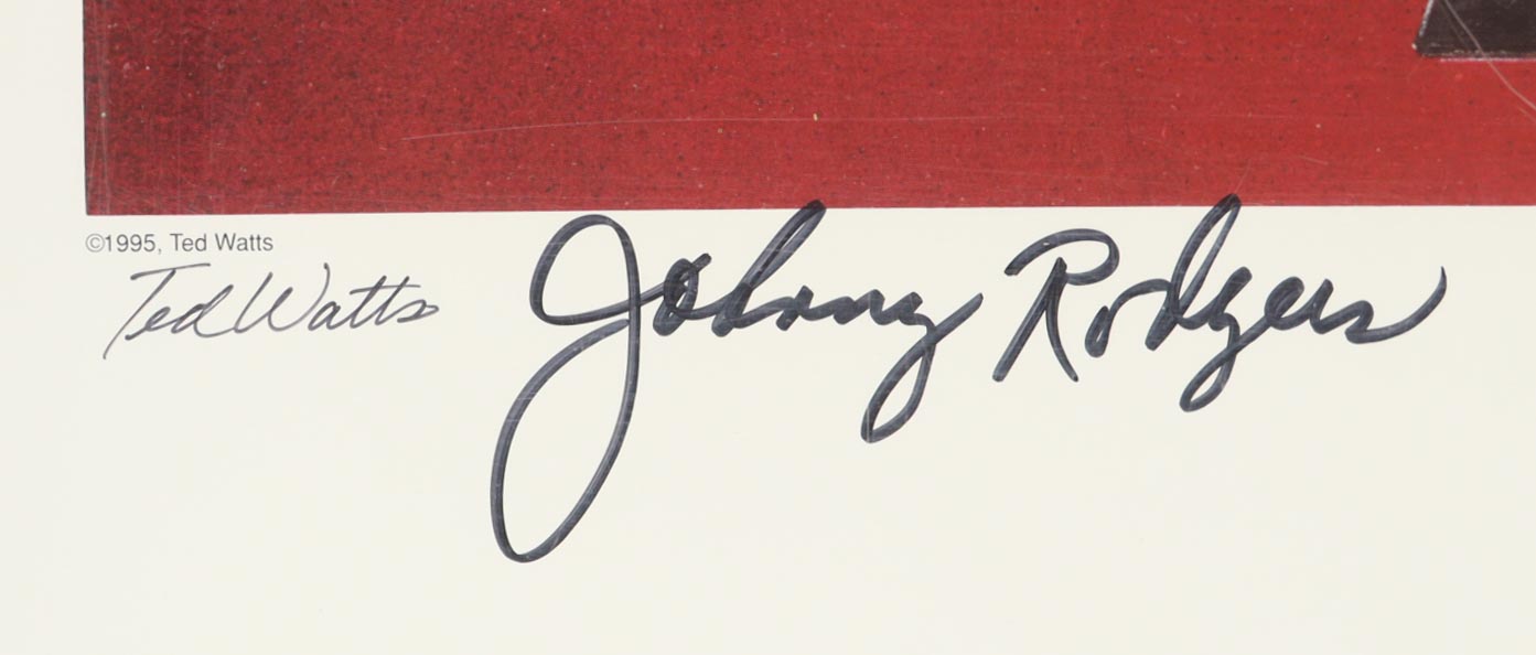 LE Nebraska Cornhuskers Lithograph Signed By (3) Bob Devaney, Johnny Rodgers, & Jerry Tagge (PSA) at PristineAuction.com LE Nebraska Cornhuskers Lithograph Signed By (3) Bob Devaney, Johnny Rodgers, & Jerry Tagge (PSA) at PristineAuction.com