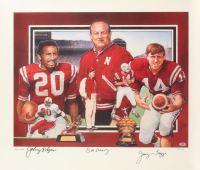 LE Nebraska Cornhuskers Lithograph Signed By (3) Bob Devaney, Johnny Rodgers, & Jerry Tagge (PSA) at PristineAuction.com