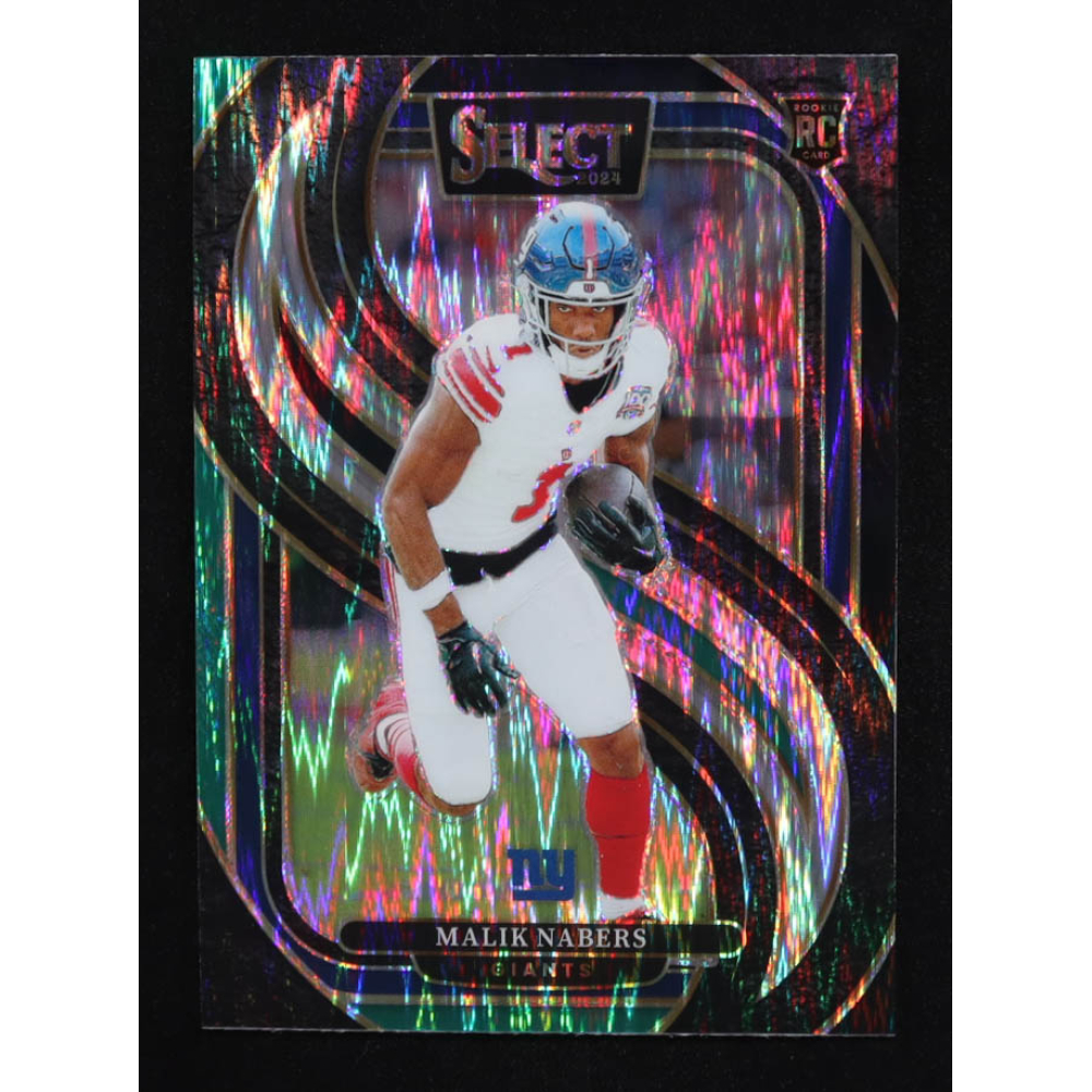 Malik Nabers 2024 Select Prizm Black and Green Shock #116 RC at PristineAuction.com