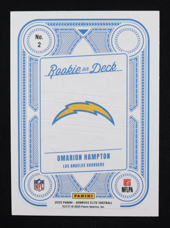 Omarion Hampton 2025 Elite Rookie on Deck #2 #504/799 RC at PristineAuction.com Omarion Hampton 2025 Elite Rookie on Deck #2 #504/799 RC at PristineAuction.com