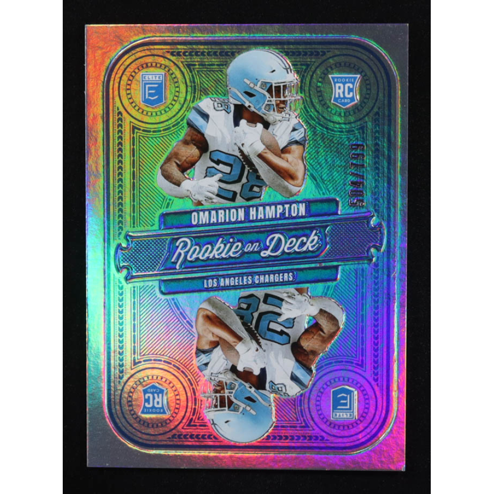 Omarion Hampton 2025 Elite Rookie on Deck #2 #504/799 RC at PristineAuction.com