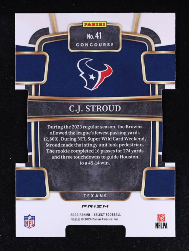 CJ Stroud 2023 Select Prizm Red and Blue Die Cut #41 RC at PristineAuction.com CJ Stroud 2023 Select Prizm Red and Blue Die Cut #41 RC at PristineAuction.com