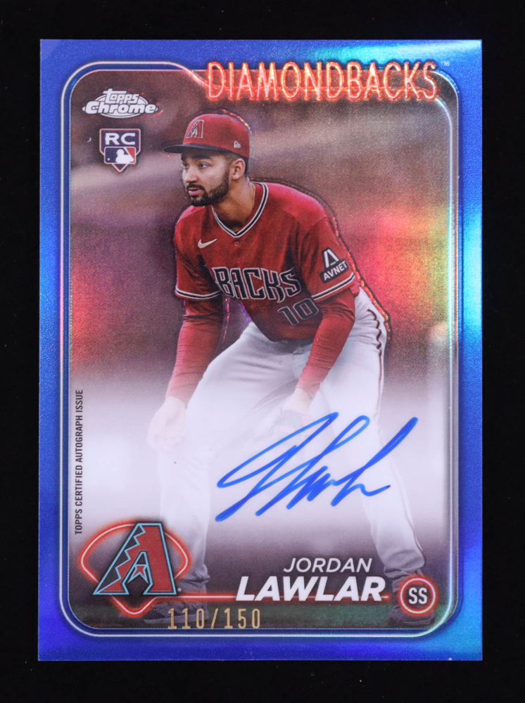 Jordan Lawlar 2024 Topps Chrome Rookie Autographs Blue Refractors #RAJLA RC #110/150