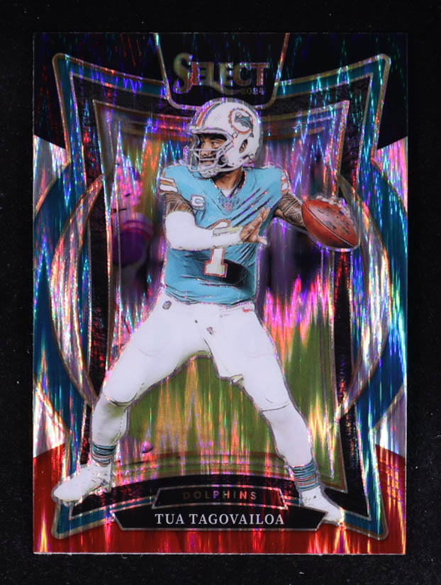 Tua Tagovailoa 2024 Select Prizm Black and Red Shock #99 at PristineAuction.com Tua Tagovailoa 2024 Select Prizm Black and Red Shock #99 at PristineAuction.com