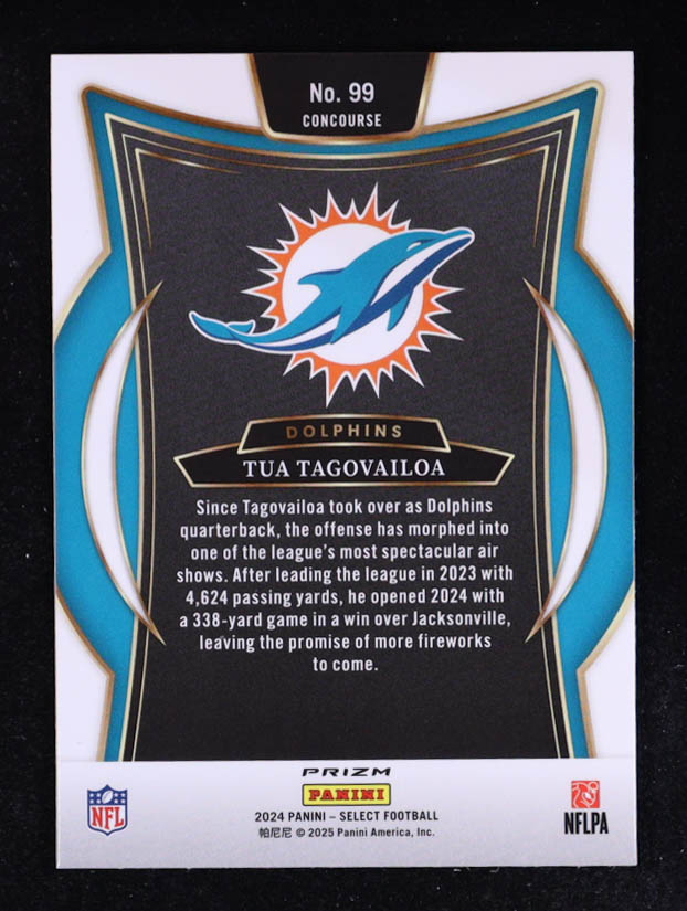 Tua Tagovailoa 2024 Select Prizm Black and Red Shock #99 at PristineAuction.com Tua Tagovailoa 2024 Select Prizm Black and Red Shock #99 at PristineAuction.com