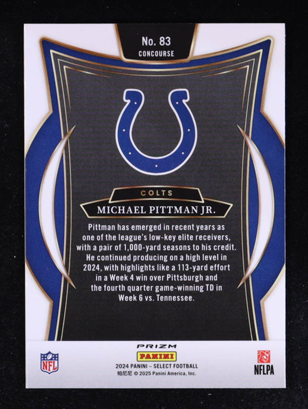 Michael Pittman Jr. 2024 Select Prizm Black and Red Shock #83 at PristineAuction.com Michael Pittman Jr. 2024 Select Prizm Black and Red Shock #83 at PristineAuction.com