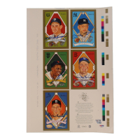 1990 Perez Steele Galleries Hall of Fame Uncut Postcard Sheet Signed By (5) with Mickey Mantle, Willie Mays, Duke Snider, Warren Spahn (Fanatics & PSA) at PristineAuction.com