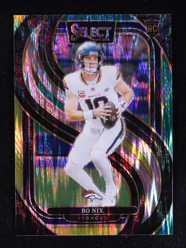 Bo Nix 2024 Select Prizm Green and Yellow Shock #117 RC at PristineAuction.com Bo Nix 2024 Select Prizm Green and Yellow Shock #117 RC at PristineAuction.com