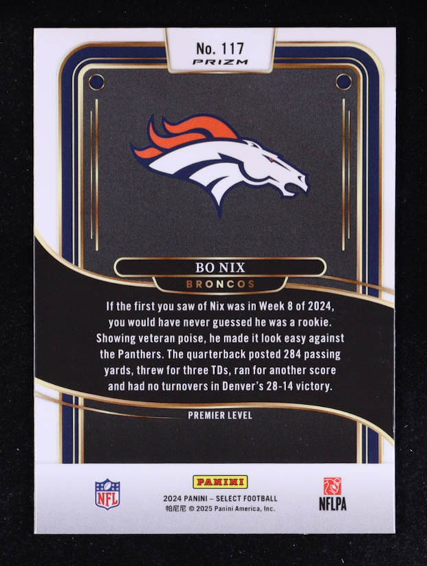 Bo Nix 2024 Select Prizm Green and Yellow Shock #117 RC at PristineAuction.com Bo Nix 2024 Select Prizm Green and Yellow Shock #117 RC at PristineAuction.com