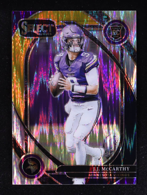 JJ McCarthy 2024 Select Prizm Black and Gold Shock #246 RC at PristineAuction.com JJ McCarthy 2024 Select Prizm Black and Gold Shock #246 RC at PristineAuction.com