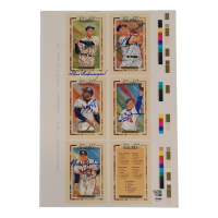1990 Perez Steele Galleries Hall of Fame Uncut Postcard Sheet Signed By (5) with Mickey Mantle, Willie Mays, Duke Snider, Warren Spahn (Fanatics & PSA) at PristineAuction.com