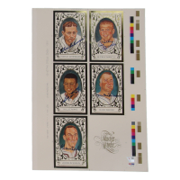 1990 Perez Steele Galleries Hall of Fame Uncut Postcard Sheet Signed By (5) with Mickey Mantle, Willie Mays, Duke Snider, Warren Spahn (Fanatics & PSA) at PristineAuction.com