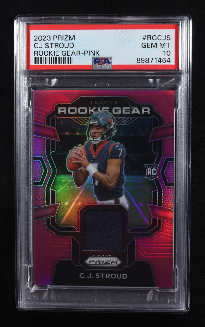 CJ Stroud 2023 Panini Prizm Rookie Gear Prizms Pink #2 RC (PSA 10) at PristineAuction.com CJ Stroud 2023 Panini Prizm Rookie Gear Prizms Pink #2 RC (PSA 10) at PristineAuction.com