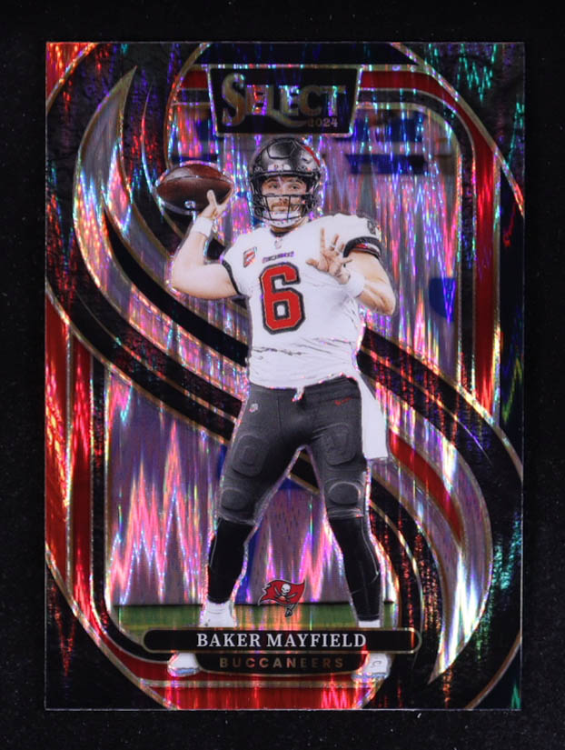 Baker Mayfield 2024 Select Prizm Black and Red Shock #108 at PristineAuction.com Baker Mayfield 2024 Select Prizm Black and Red Shock #108 at PristineAuction.com