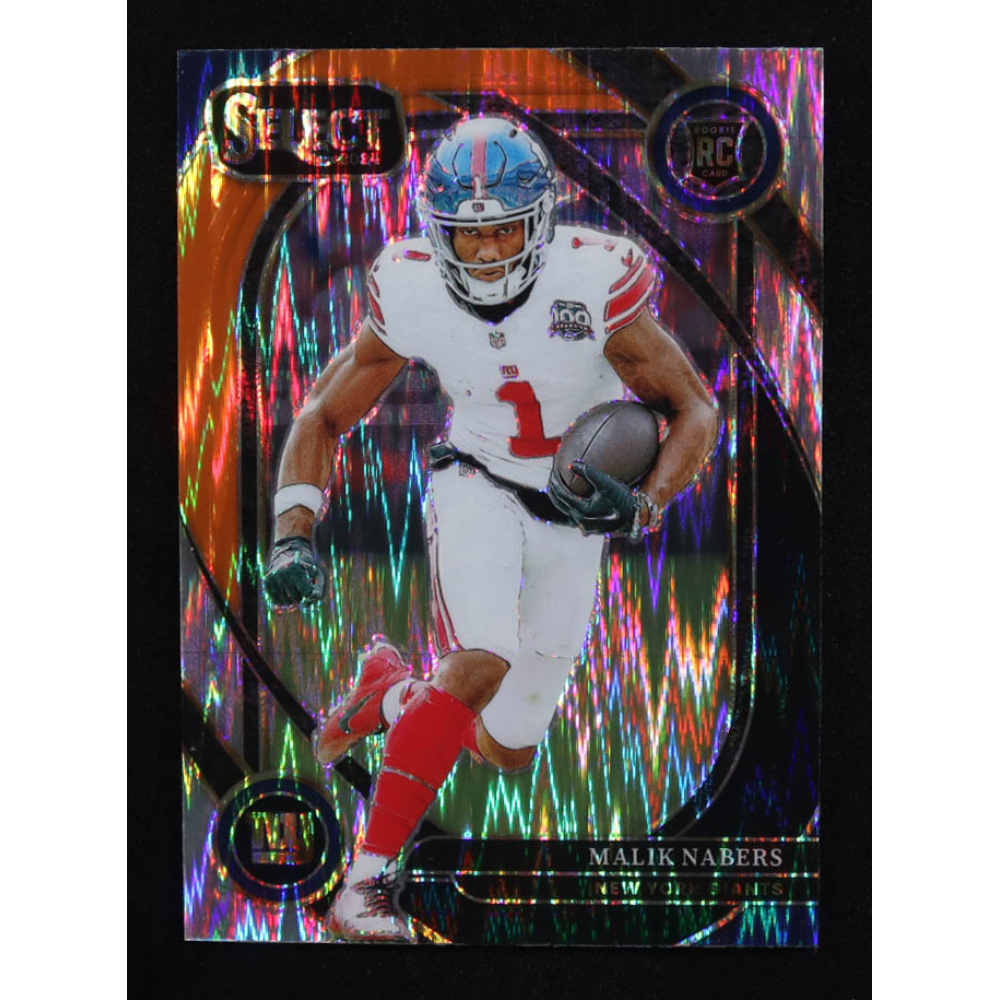 Malik Nabers 2024 Select Prizm Black and Orange Shock #220 RC at PristineAuction.com