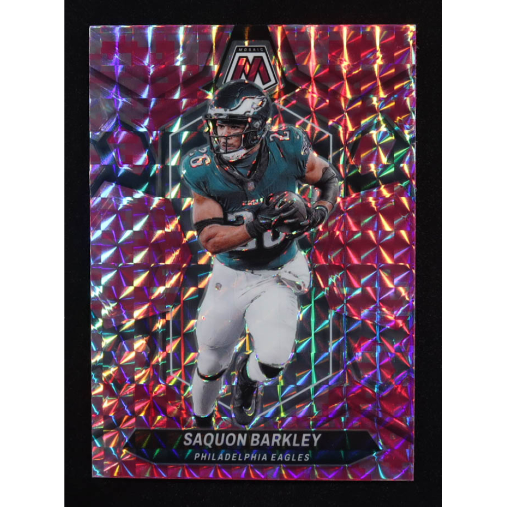 Saquon Barkley 2024 Panini Mosaic Mosaic Camo Pink #177 at PristineAuction.com