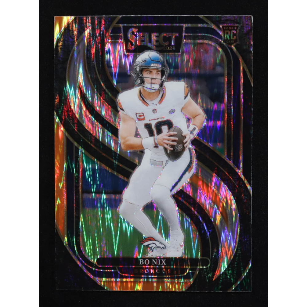 Bo Nix 2024 Select Prizm Black and Orange Shock #117 RC at PristineAuction.com
