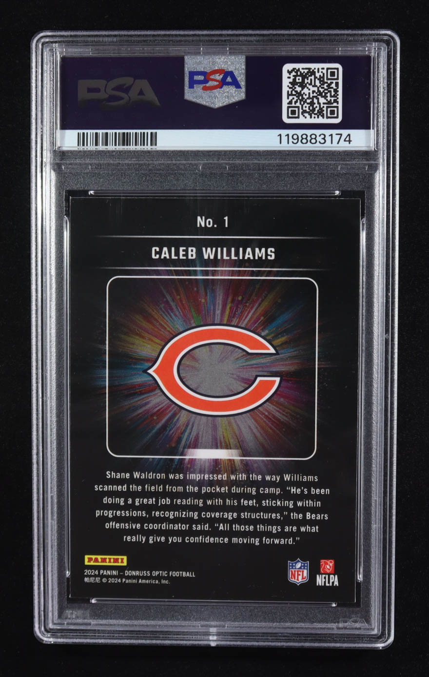 Caleb Williams 2024 Donruss Optic Light It Up #1 RC (PSA 9) at PristineAuction.com Caleb Williams 2024 Donruss Optic Light It Up #1 RC (PSA 9) at PristineAuction.com
