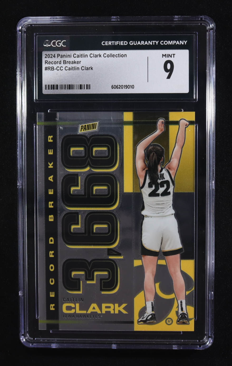 Caitlin Clark 2024 Panini Caitlin Clark Collection Record Breaker #RBCC RC (CGC 9) at PristineAuction.com Caitlin Clark 2024 Panini Caitlin Clark Collection Record Breaker #RBCC RC (CGC 9) at PristineAuction.com