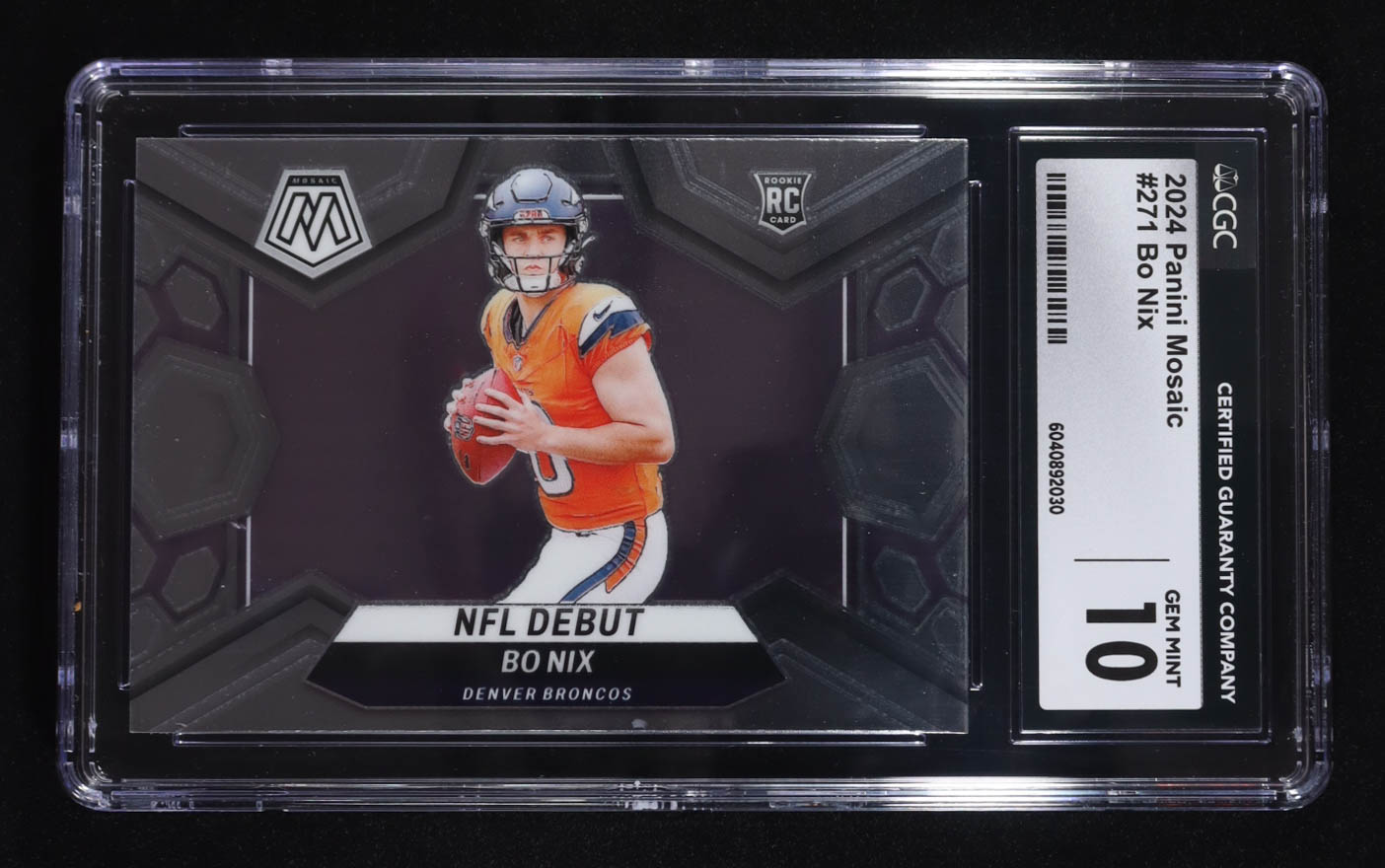 Bo Nix 2024 Panini Mosaic #271 DEB RC (CGC 10) at PristineAuction.com Bo Nix 2024 Panini Mosaic #271 DEB RC (CGC 10) at PristineAuction.com