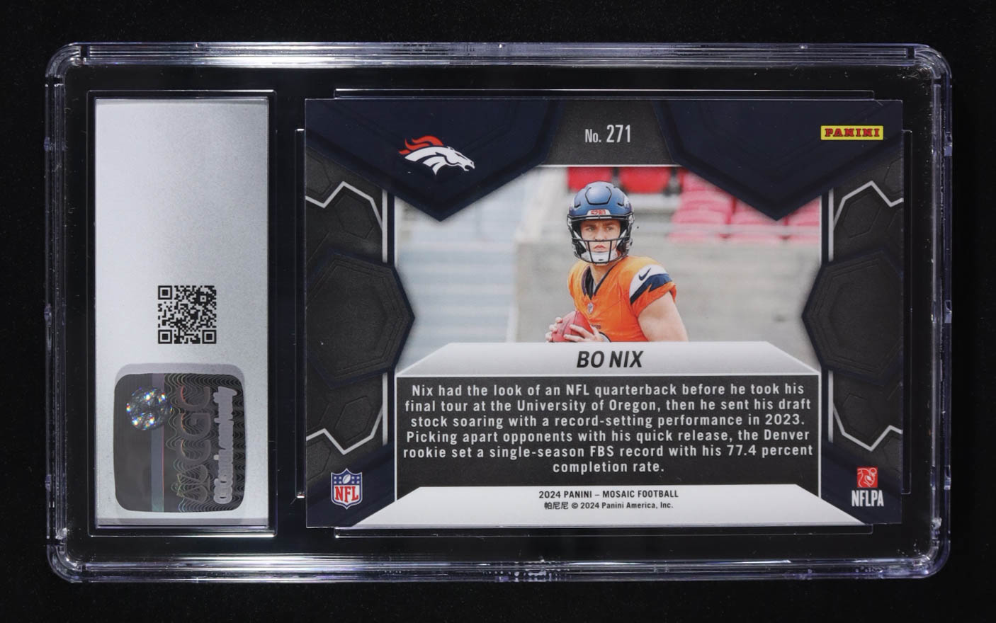 Bo Nix 2024 Panini Mosaic #271 DEB RC (CGC 10) at PristineAuction.com Bo Nix 2024 Panini Mosaic #271 DEB RC (CGC 10) at PristineAuction.com