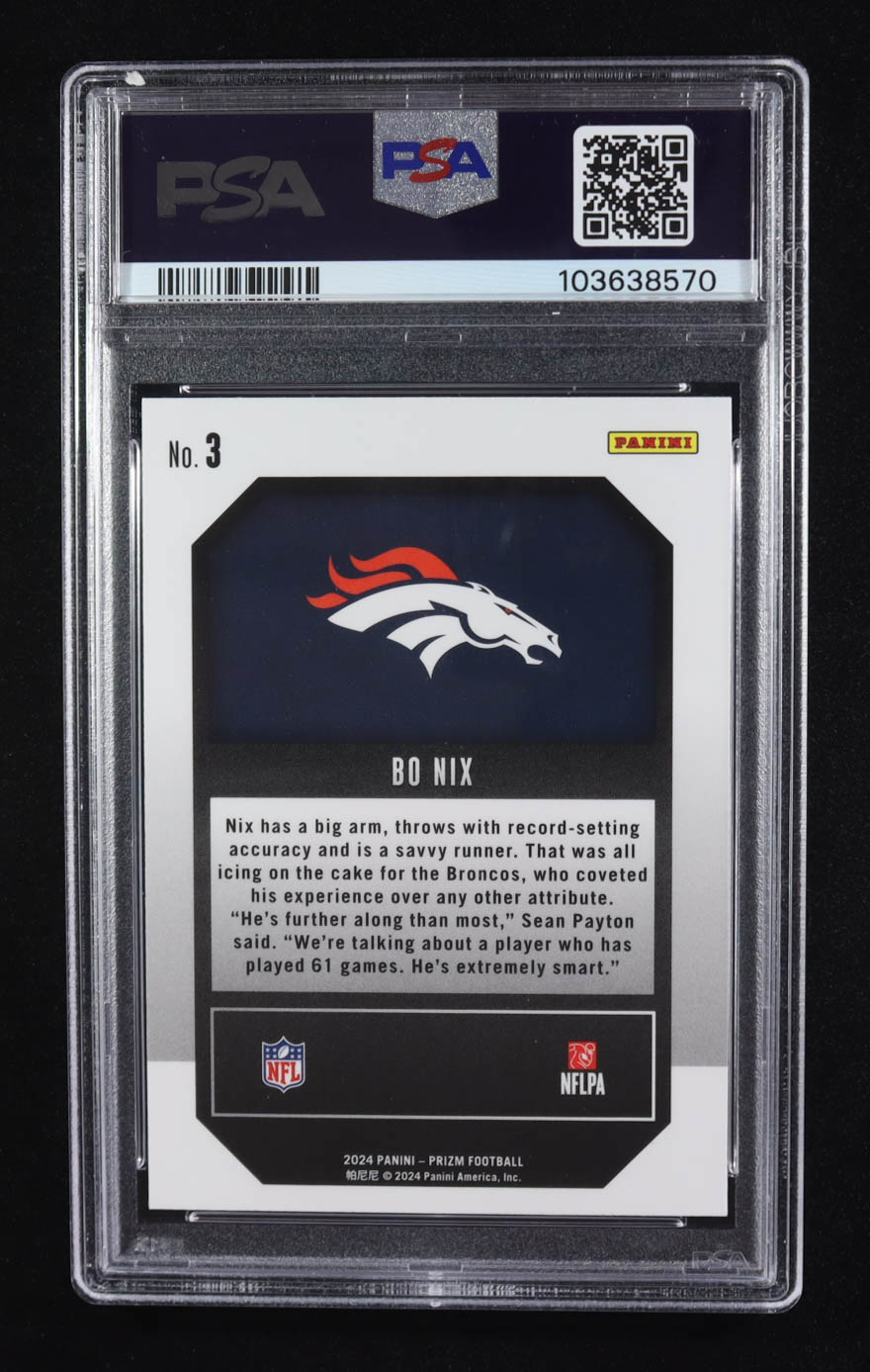 Bo Nix 2024 Panini Prizm Emergent #3 RC (PSA 9) at PristineAuction.com Bo Nix 2024 Panini Prizm Emergent #3 RC (PSA 9) at PristineAuction.com