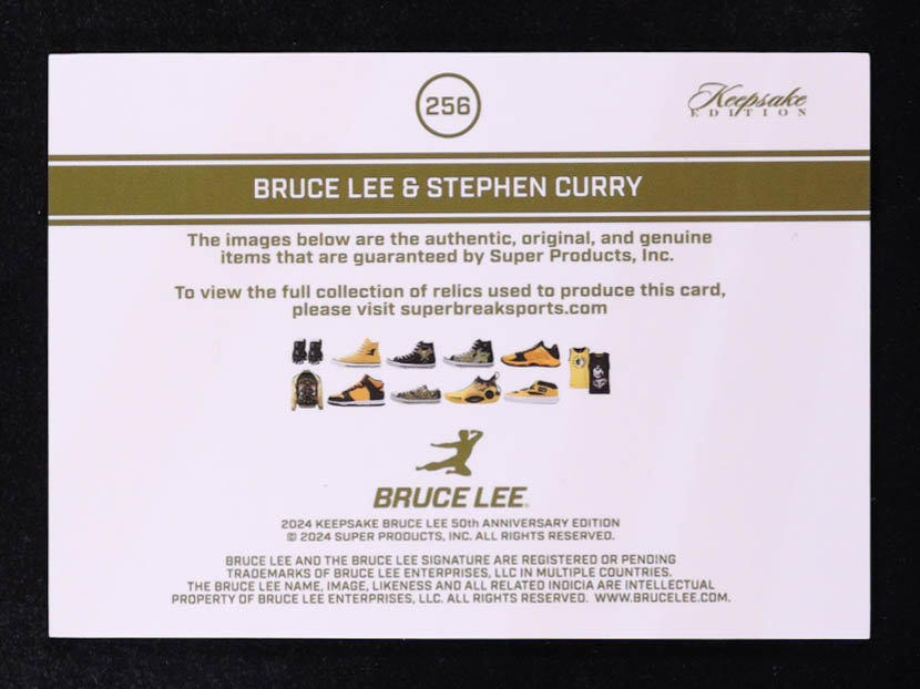 Bruce Lee / Stephen Curry 2024 Keepsake Edition Bruce Lee Relics Silver #256 at PristineAuction.com Bruce Lee / Stephen Curry 2024 Keepsake Edition Bruce Lee Relics Silver #256 at PristineAuction.com