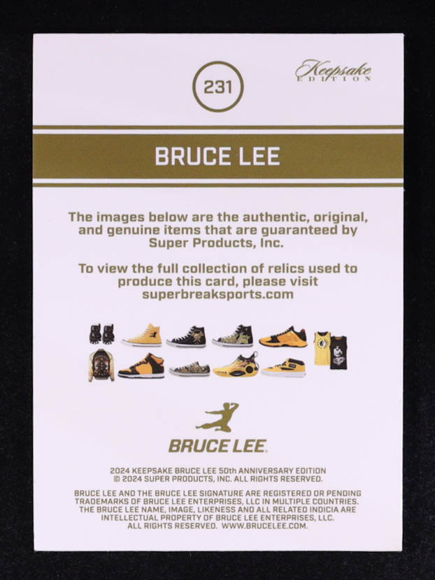 Bruce Lee 2024 Keepsake Edition Bruce Lee Dual Relics Silver #231 at PristineAuction.com Bruce Lee 2024 Keepsake Edition Bruce Lee Dual Relics Silver #231 at PristineAuction.com