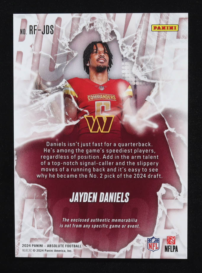 Jayden Daniels 2024 Absolute Absolute Rookie Materials #2 RC at PristineAuction.com Jayden Daniels 2024 Absolute Absolute Rookie Materials #2 RC at PristineAuction.com