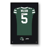 Garrett Wilson Jets Custom Framed Jersey Art Print at PristineAuction.com