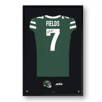 Justin Fields Jets Custom Framed Jersey Art Print at PristineAuction.com