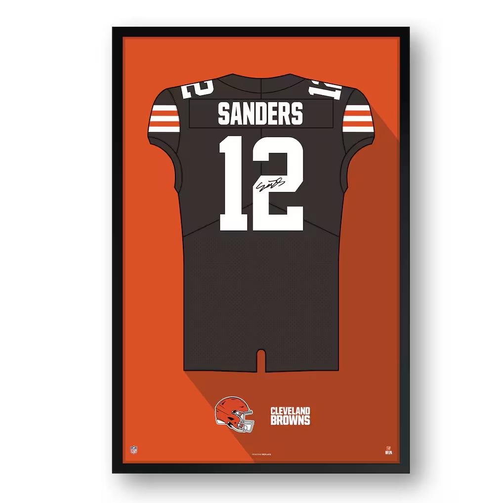 Shedeur Sanders Browns Custom Framed Jersey Art Print at PristineAuction.com Shedeur Sanders Browns Custom Framed Jersey Art Print at PristineAuction.com