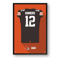 Shedeur Sanders Browns Custom Framed Jersey Art Print at PristineAuction.com
