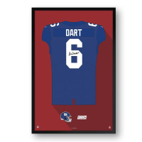 Jaxson Dart Giants Custom Framed Jersey Art Print at PristineAuction.com