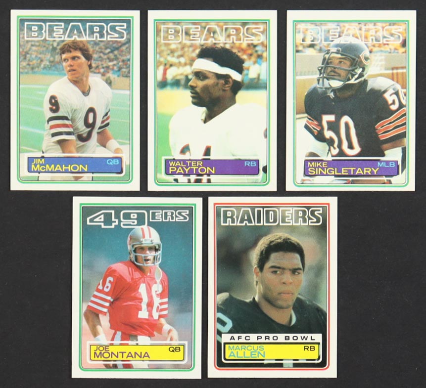 1983 Topps Football Complete Set of (396) Cards with Marcus Allen #294, Jim McMahon #33, Walter Payton #36, Mike Singletary #38 at PristineAuction.com 1983 Topps Football Complete Set of (396) Cards with Marcus Allen #294, Jim McMahon #33, Walter Payton #36, Mike Singletary #38 at PristineAuction.com