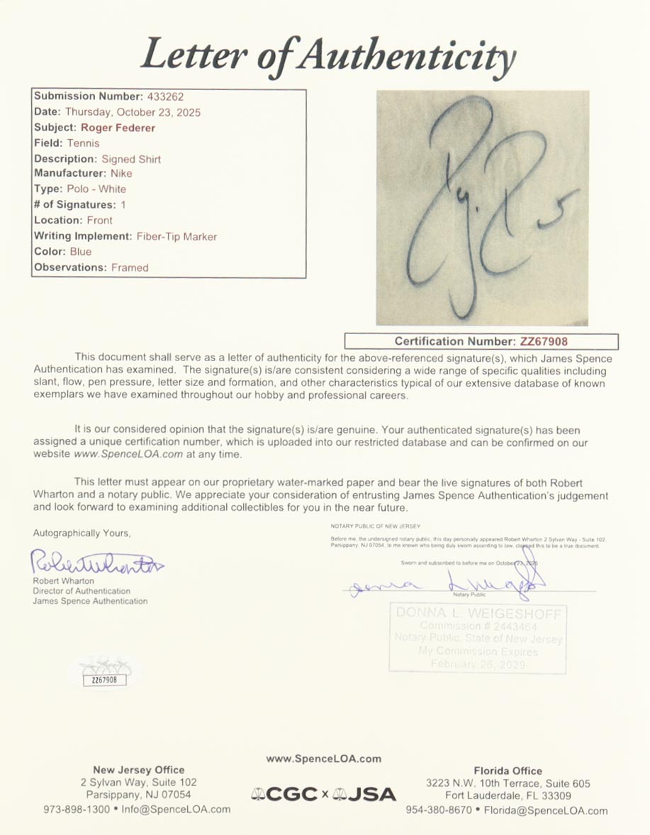 Roger Federer Signed Custom Framed Polo Display (JSA) at PristineAuction.com Roger Federer Signed Custom Framed Polo Display (JSA) at PristineAuction.com