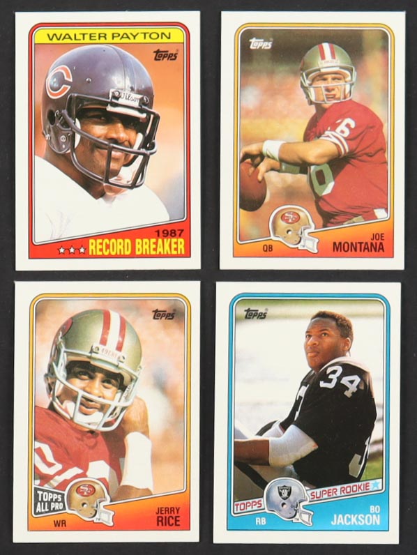 1988 Topps Football Complete Set of (396) Cards with Bo Jackson #327 SR RC, Walter Payton #5, Joe Montana #38, Jerry Rice #43 at PristineAuction.com 1988 Topps Football Complete Set of (396) Cards with Bo Jackson #327 SR RC, Walter Payton #5, Joe Montana #38, Jerry Rice #43 at PristineAuction.com