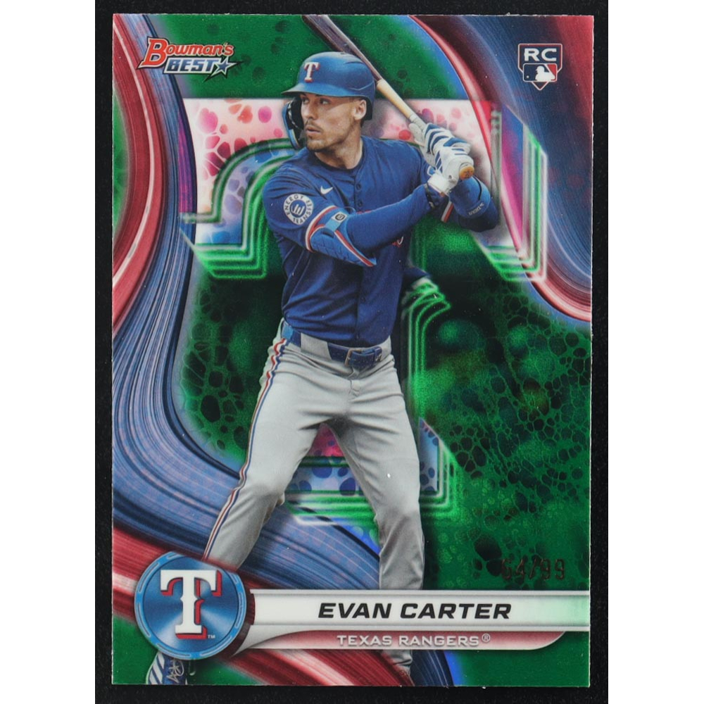 Evan Carter 2024 Bowman's Best Green Refractors #66 RC #64/99 at PristineAuction.com