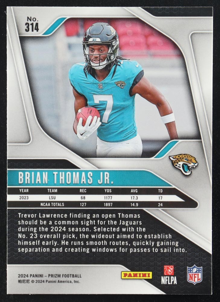 Brian Thomas Jr. 2024 Panini Prizm #314 RC at PristineAuction.com Brian Thomas Jr. 2024 Panini Prizm #314 RC at PristineAuction.com