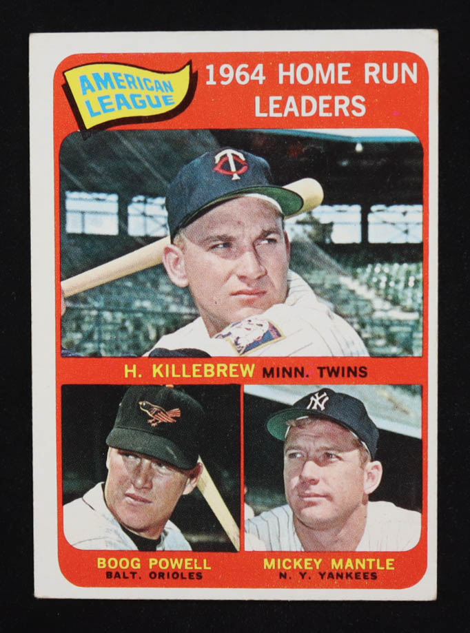 Harmon Killebrew / Mickey Mantle / Boog Powell 1965 Topps AL Home Run Leaders #3 at PristineAuction.com Harmon Killebrew / Mickey Mantle / Boog Powell 1965 Topps AL Home Run Leaders #3 at PristineAuction.com