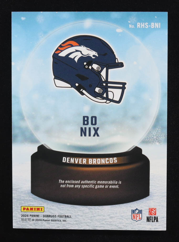 Bo Nix 2024 Donruss Rookie Holiday Sweater #14 RC at PristineAuction.com Bo Nix 2024 Donruss Rookie Holiday Sweater #14 RC at PristineAuction.com