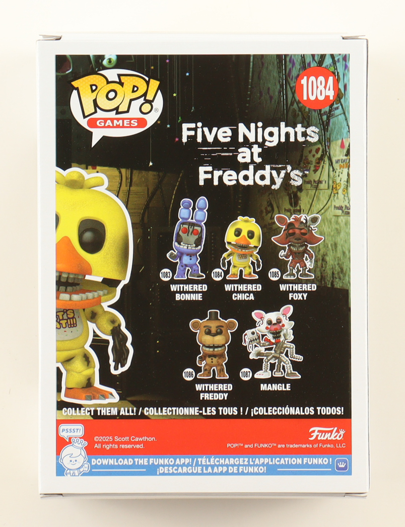 Jess Weiss Signed "Five Nights at Freddy's" #1084 Withered Chica Funko Pop! Vinyl Figure (JSA) at PristineAuction.com Jess Weiss Signed "Five Nights at Freddy's" #1084 Withered Chica Funko Pop! Vinyl Figure (JSA) at PristineAuction.com